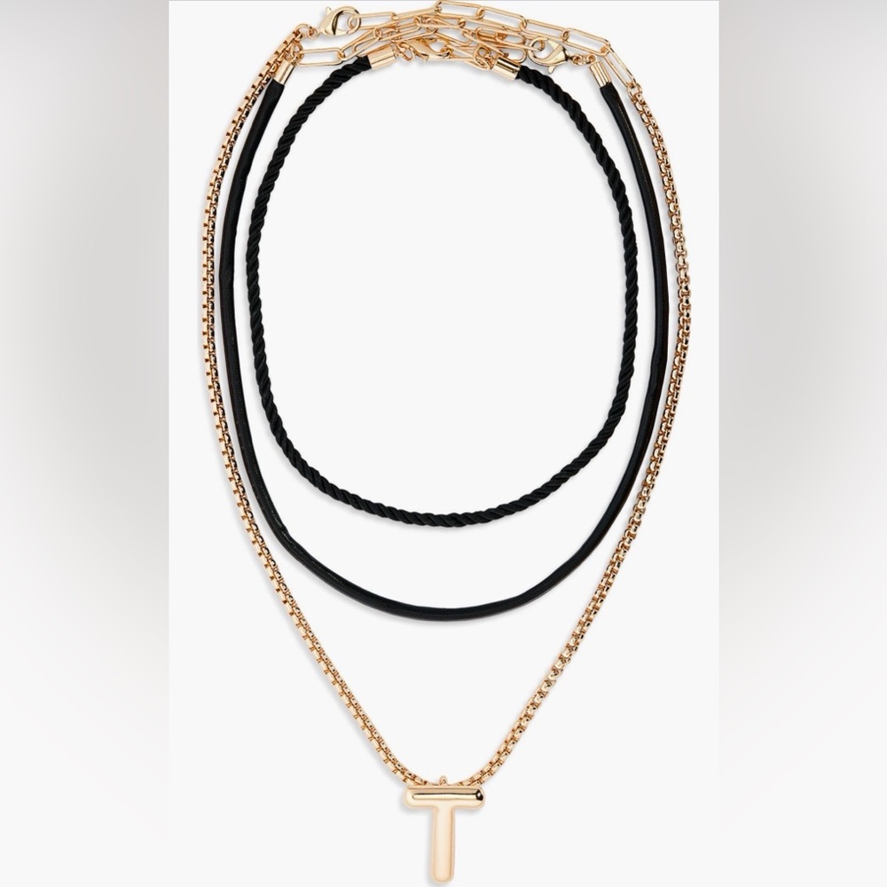 Open Edit Interchangeable Initial Pendant Necklaces - Letter T